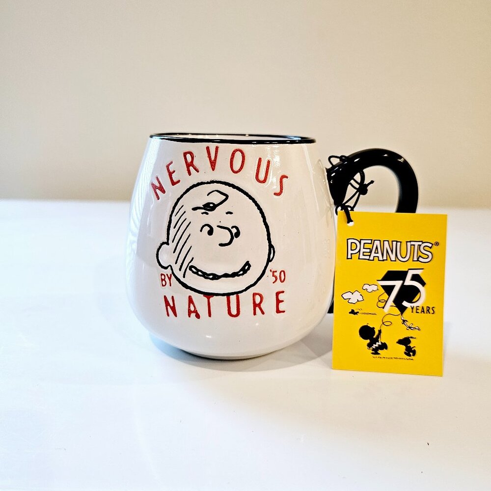 Peanuts Gibson Charlie Brown Mug Nervous by Nature 75th Anniversary Collectable